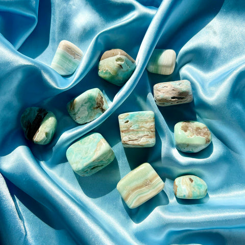 Blue aragonite tumble